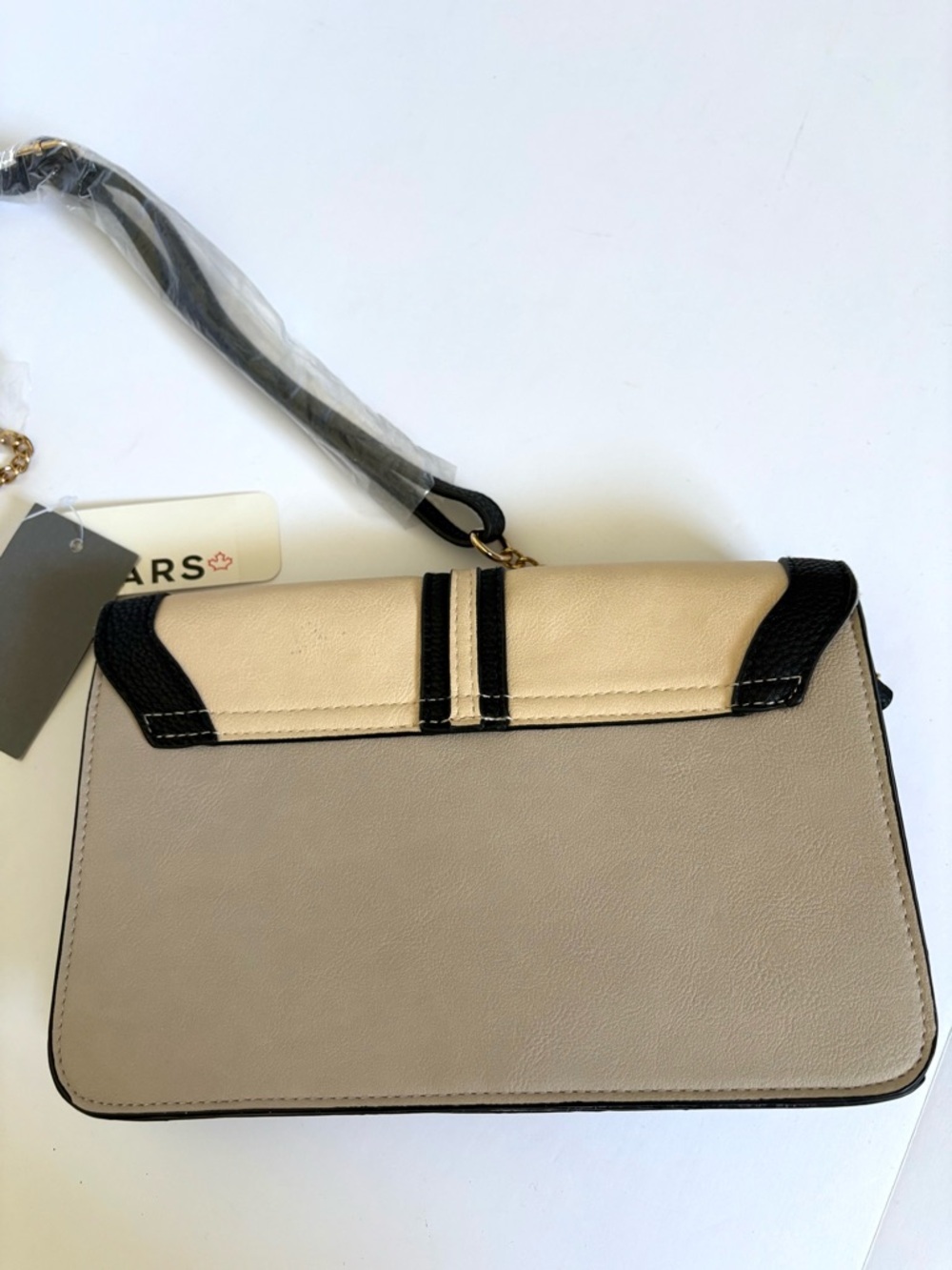 Sears Beige, grey, black, Chain Tassel Crossbody bag, 9 inches by 6 inches. NWT. - Picture 9 of 15